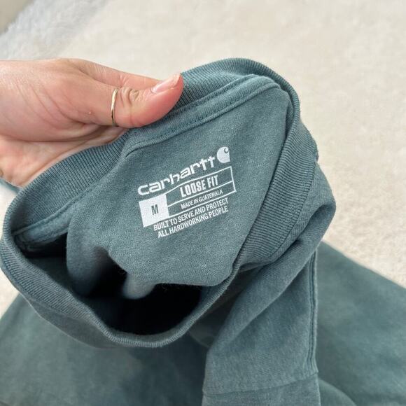 Carhartt Men's Loose Fit Long Sleeve Shirt Green Size M Cotton Graphic Logo‎ - Picture 6 of 7